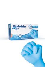 Dolphin Pudrasız Mavi Nitril Muayene Eldiveni L Beden 100'lü Kutu | 1 Paket
