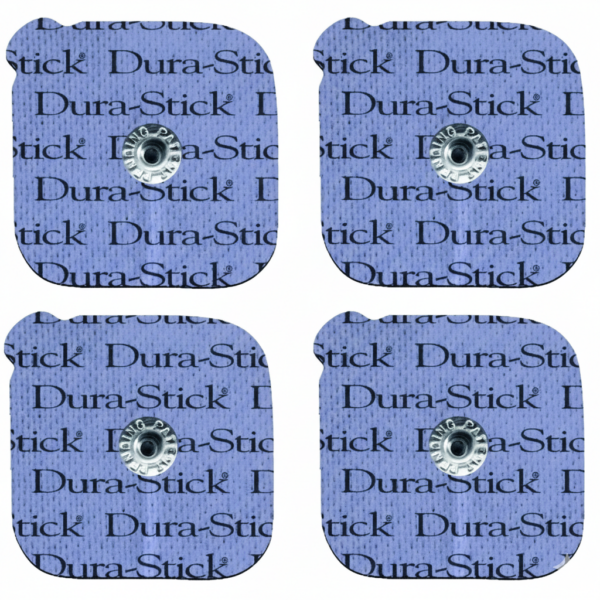 Dura-Stick Profesyonel Çıtçıtlı Elektrot 5x5 cm – Compex Uyumlu (4’lü Paket)